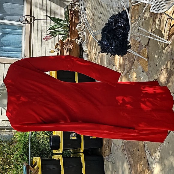 Vintage MODA International Rayon Polyester size M classic RED stretchy dress - Picture 7 of 12